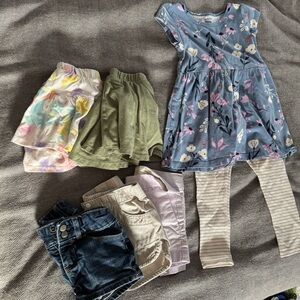 Toddler Girl Summer 2T Bundle - shorts, skorts, dress and leggings